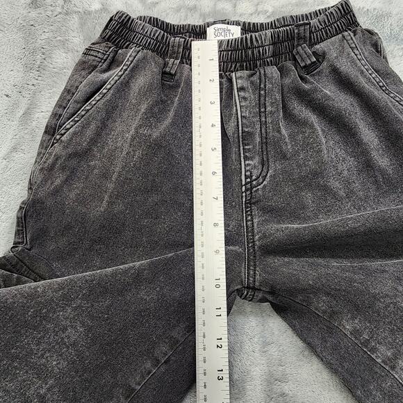 Simple Society Jeans Women 3/26 Black Faded Denim High Rise Cargo Jogger Stretch - Picture 8 of 11